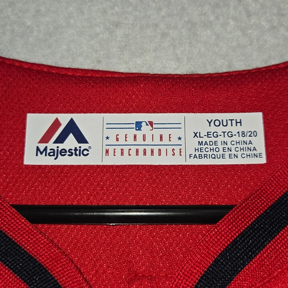 Majestic Atlanta Braves Youth XL 18/20 Baseball Jersey Red Navy Blue MLB B447